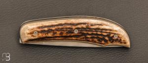   Couteau  " custom " pliant de David Lespect - Bois de cerf et RWL34