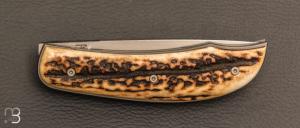   Couteau  " custom " pliant de David Lespect - Bois de cerf et RWL34