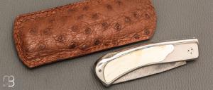   Couteau " custom " lock back par Christian Penot - ivoire de phacochère et lame damas