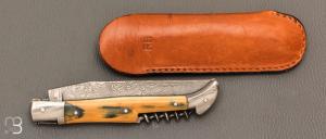  Couteau " Laguiole Tire-Bouchon "  ivoire de mammouth et Damas de Robert Beillonnet