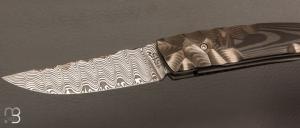   Couteau 1515 collection " Primitif " par Manu Laplace - Fibre de carbone et lame damas