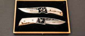 Coffret de 2 couteaux droits " Bécasses"  par Charles Roulin