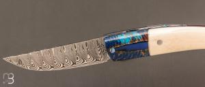    Couteau " 1515 collection Amérindien  " par Manu Laplace - Os de buffle et damas