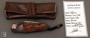   Couteau " Balrius " liner-lock par Florian Keller - bois de fer/ZircoTi et damas billes