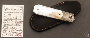   Couteau " Barlow " custom par Romain Lopez - Nacre et Damas de Florian Keller