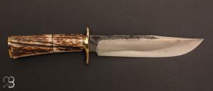 Couteau " Bowie " en bois de cerf et lame en 100C6 par Laurent Gaillard