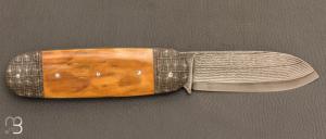  Couteau " Bulldog " mammouth et damas par Thomas Chovin