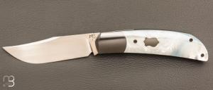   Couteau "Foxy" custom par Maxime Belzunce - Nacre blanche et RWL34