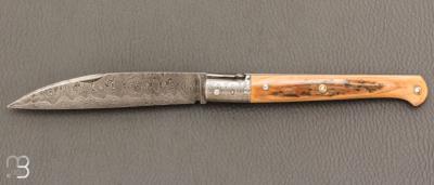 Couteau " Laguiole Droit " custom de Jérôme Bellon - Mammouth et damas