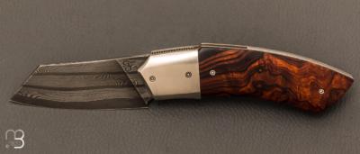 Couteau  "  Liner-Lock custom " par Florian Dreyer FD-Knives - Bois de fer et damas