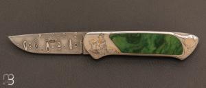 Couteau " Lock-back " interframe folder Jade et damas par Aad Van Ryswyk