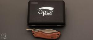 Couteau " Ness Wolf XL N°4 " pliant par Opus Knives - N690 et Micarta marron