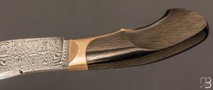  Couteau "  Nessmuk " fixe de Camille Sennegon - Fibre de carbone et lame en damas échelle W