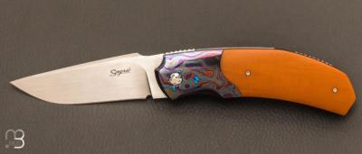    Couteau " Rocket " custom de Stéphane Sagric - Micarta Westinghouse et ZircuTi et Zirconium