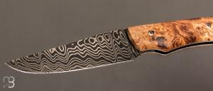   Couteau "Sionvillois" Piémontais de Sylvain Petit - Les Couteaux du Mitou - Loupe de marronnier