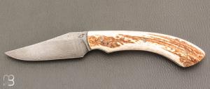   Couteau " Sionvillois " cran carré de Sylvain Petit - Les Couteaux du Mitou - Cerf et damas