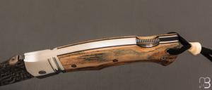   Couteau " Spartan  "  custom lock-back par Raphaël Durand - Damas de Samuel Lurquin