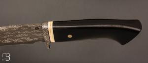 Couteau  de  chasse de Jean Paul Sire - Ébène et lame damas multi barreaux