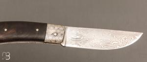Couteau de collection modèle " Berger " de Jean Pierre Veysseyre - Damas et noyer