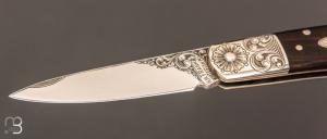    Couteau " Lock Back " de collection par Henry Frank - Ébène et argent