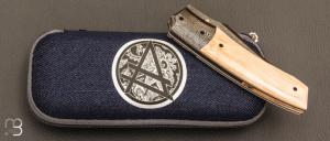   Couteau " custom " de Berthelemy Gabriel - La Forge Agab - Ivoire de mammouth et lame damas