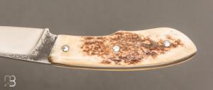  Couteau droit utilitaire artisanal  de Fabien Chapaveire - Bois de cerf et acier 80CrV2