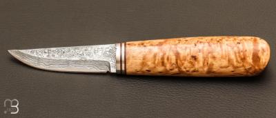 Couteau "Nord damascus" fixed knife par Kaj EMBRETSEN -Bouleau madr
