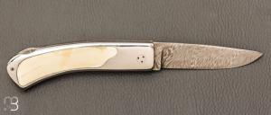   Couteau " custom " lock back par Christian Penot - ivoire de phacochère et lame damas
