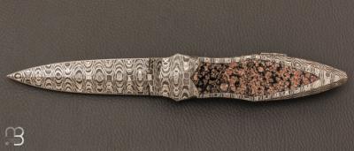   Dague pliante custom par Alain & Joris Chomilier - Damas Vegas Forge et Windowframe Jaspe