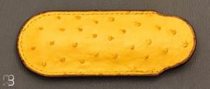    Etui cuir d'autruche / veau pour couteau pliant fait main par Chantal Trocmé - Citron