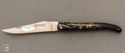 Couteau Laguiole en Aubrac Prestige modèle Onyx Gold & Ebène