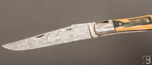  Couteau " Laguiole Tire-Bouchon "  ivoire de mammouth et Damas de Robert Beillonnet