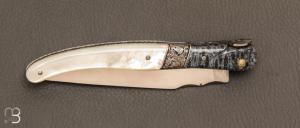    Couteau  " Laguiole pièce unique " de poche par Philippe Voissière - Corail et nacre