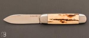 Couteau " Bouledogue" fait main par Laurent Gaillard - ivoire de mammouth / 14C28N