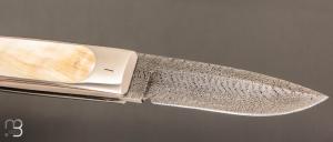   Couteau  "  120 Méditerranée " par Charles Bennica - Nacre jaune et damas  d'Anthony Brochier