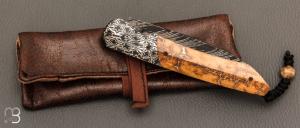 Couteau " Balrog L Slim " par Florian Keller - Mammouth et damas plume