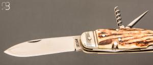  Couteau Bouledogue Véritable "Issarinox" 6 pièces - Bois de cerf