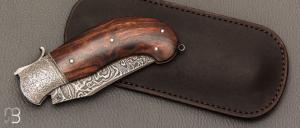  Couteau " Champagny " custom à palanquille de Jérôme Bellon - Bois de fer et damas
