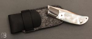   Couteau "Foxy" custom par Maxime Belzunce - Nacre blanche et RWL34