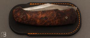   Couteau " Front-flipper custom " par Fabrice Delbart - Forge Celtique - Loupe d'Amboine et Damas