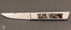   Couteau " Hemi  " pompe arrière par Nicolas Couderc - Molaire de mammouth et lame RWL-34