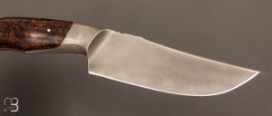  Couteau de camp " Intégral " par Mickaël Moing - Loupe de bouleau stabilisé et lame en 100C6