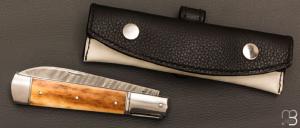    Couteau " Interprétation Issoire" par Erwann Aubriet - Ivoire de mammouth et damas