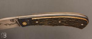  Couteau " Jack " pliant par Tanguy Coillot - Laiton sculpté et lame en C130