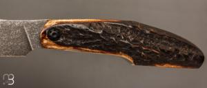  Couteau " Kalisse SV " custom pliant de Michel Grini - Bois de cerf et lame en 14c28n