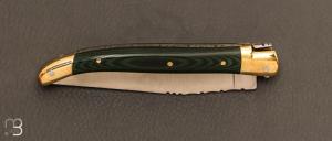   Couteau de poche Laguiole 11cm par Le Fidèle - Micarta vert