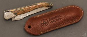   Couteau " Laguiole Authentique 13 cm" par Rozelier Fabien - Ty Coutelier - Ivoire de mammouth et lame damas