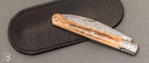 Couteau " Laguiole Droit " custom de Jérôme Bellon - Mammouth et damas