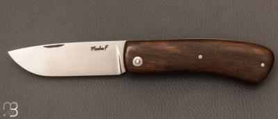   Couteau  " Le Dodu  " à cran plat par Frédéric Maschio - Ébène marbré et acier 80CrV2