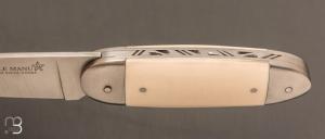    Couteau "  Le Manu " par La Bonne Trempe - Corian blanc et 14c28